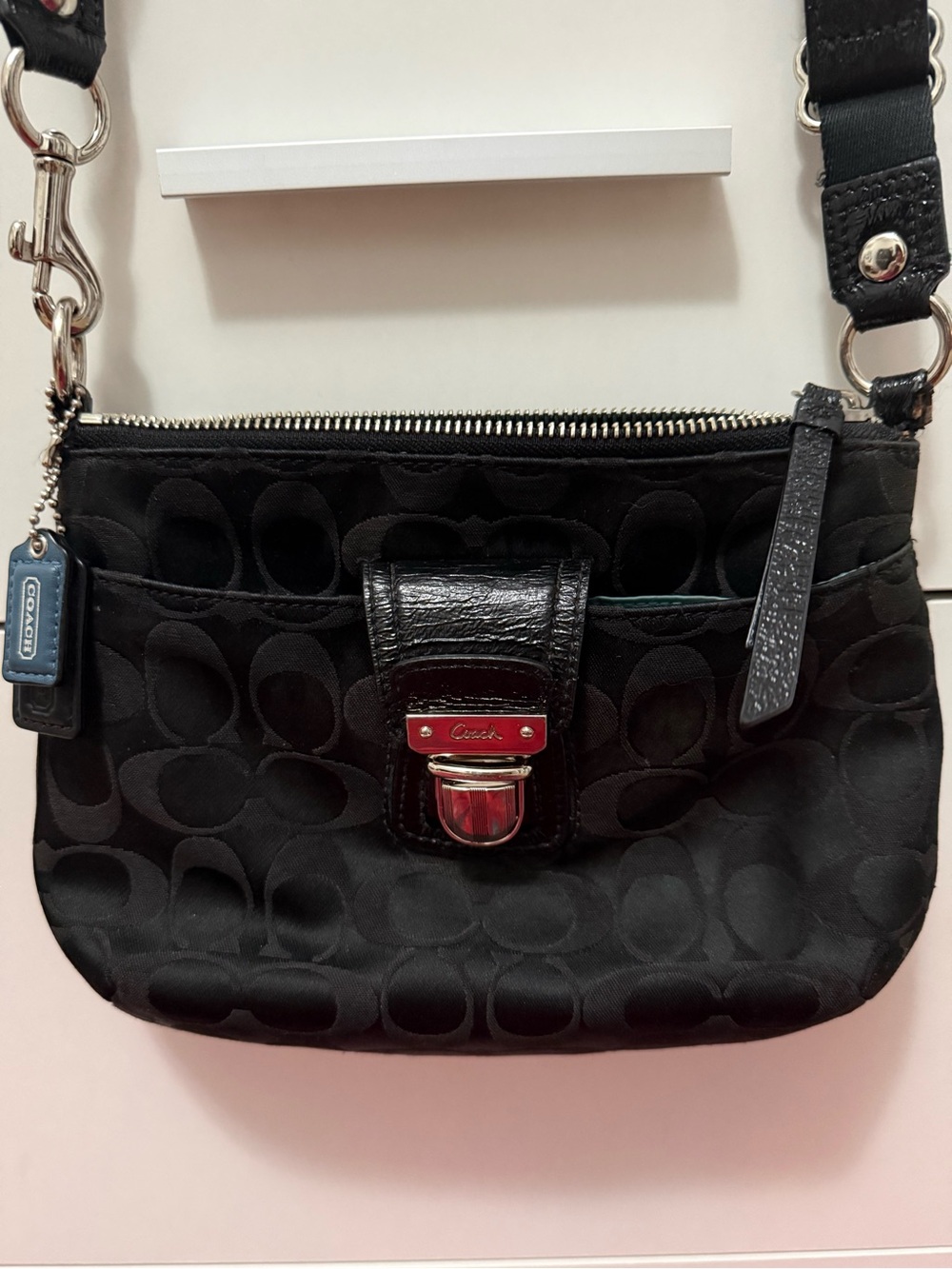 Vintage Coach Poppy Signature Sateen Push Lock Hippie Crossbody Bag 🖤💎